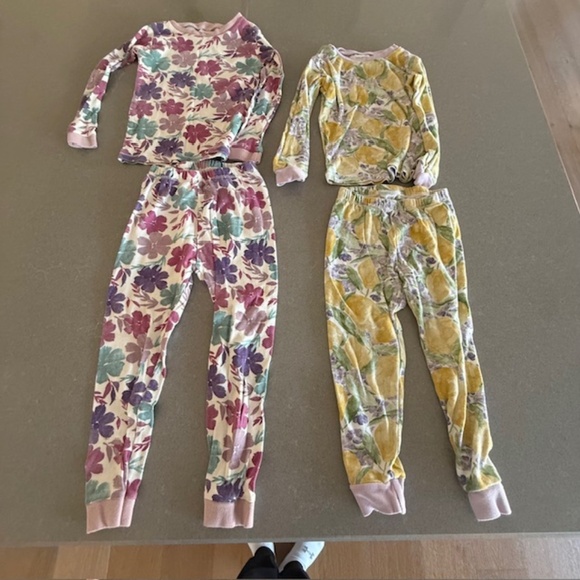 2 Pairs 4T 4 Years Burt's Bees Little Girl Long Sleeve PJs - Picture 1 of 9